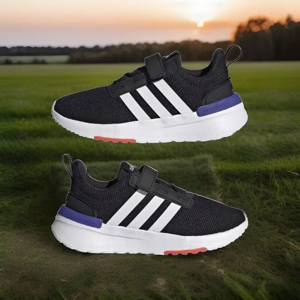 ADIDAS RACER TR21 K Boys Sz 13 K Big Boy Black/White/Ink Mesh Running Shoes - Picture 3 of 13